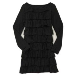 NEW Gap Kids solid black ruffle rumba layered tiered knit dress XL 12 holiday